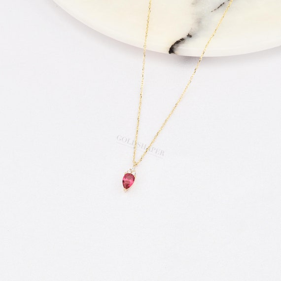14K Gold Ruby Necklace, 14K Gold Ruby Necklace, Ruby Stone Necklace, July Birthstone, Gemstone Necklace, July Birthstone Necklace