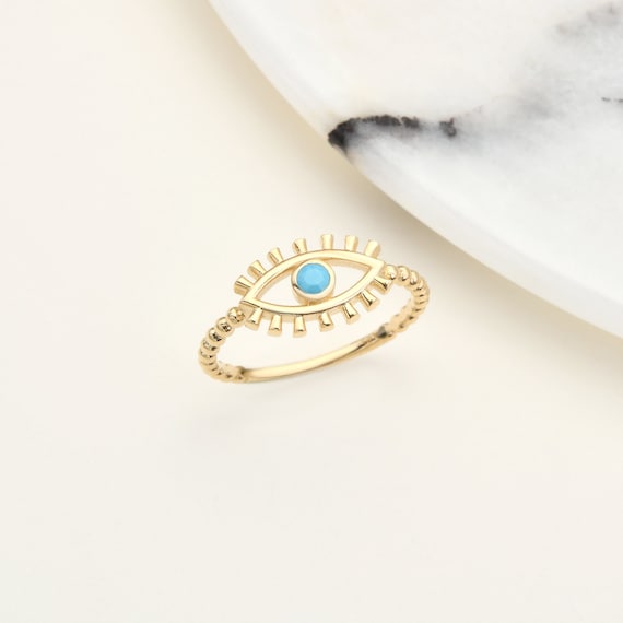 Evil Eye Ring, 14K Gold Evil Eye Ring, Eye Ring, Eye Gold Ring, Handmade Ring, Nazar Ring, Evil Eye Ring, Protection Ring.