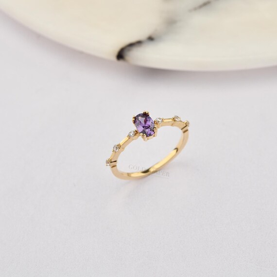 Amethyst Ring, 14K Gold Amethyst Ring, Amethyst Gemstone Ring, Gold Amethyst Ring, Amethyst Ring, February Birthstone Ring, 14K Gold Ring.
