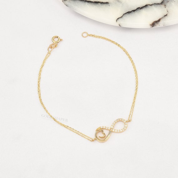 14K Gold Infinity Bracelet, Infinity Bracelet, Infinity Charm Bracelet, Gold Infinity Bracelet, Gold Love Charm Bracelet, 14K Gold Bracelet.