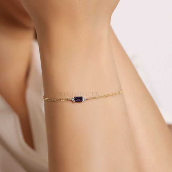 Amethyst Bracelet, 14K Gold Amethyst Bracelet, Amethyst Bracelet, February Birthstone, Amethyst Gemstone Bracelet, 14K Gold Bracelet.