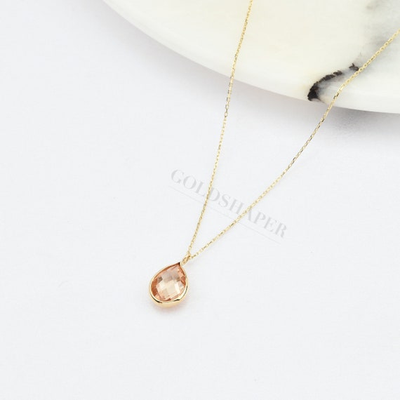 14K Gold Citrine Necklace, Gold Citrine Necklace, Citrine Stone Necklace, November Birthstone, Gemstone Necklace, Birthstone Necklace.