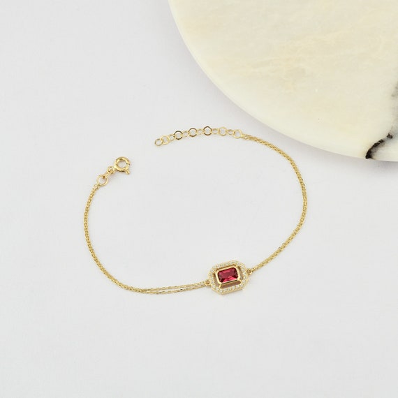 Ruby Bracelet, 14K Gold Ruby Bracelet, Ruby Bracelet, July  Birthstone, Ruby Gemstone Bracelet, 14K Gold Bracelet, July Birthstone Ring.