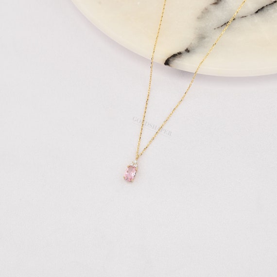 14K Gold Morganite Necklace, Gold Morganite Necklace, Morganite Stone Necklace, June Birthstone, Gemstone Necklace, Gold Birthstone.