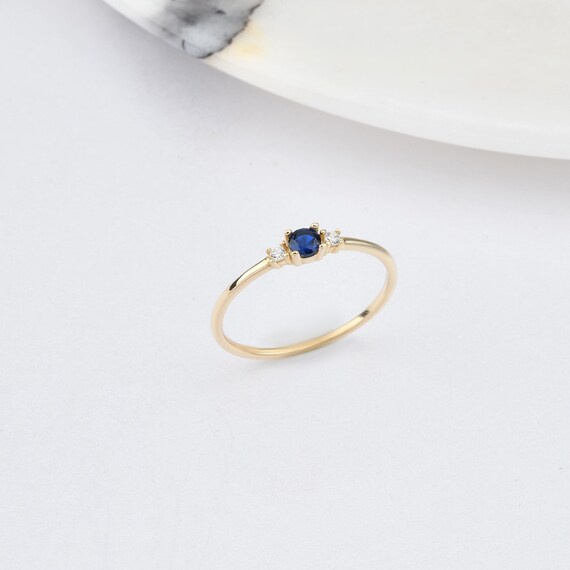 14K Gold Sapphire Stone Ring, Sapphire Gold Ring, Sapphire Gold Ring, Gold Sapphire Ring, Gemstone Ring, September Birthstone Ring.