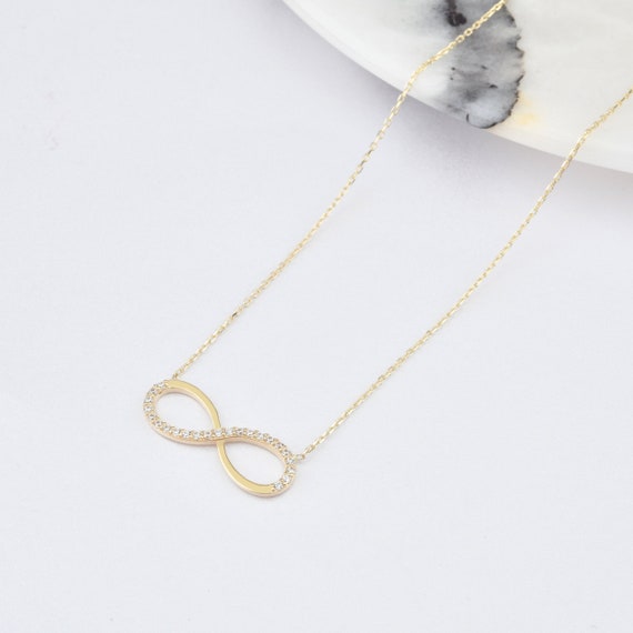 14K Gold Infinity Necklace, Gold Infinity Necklace, Infinity Charm Necklace, Timeless Necklace, 14K Gold Necklace, Love Necklace.