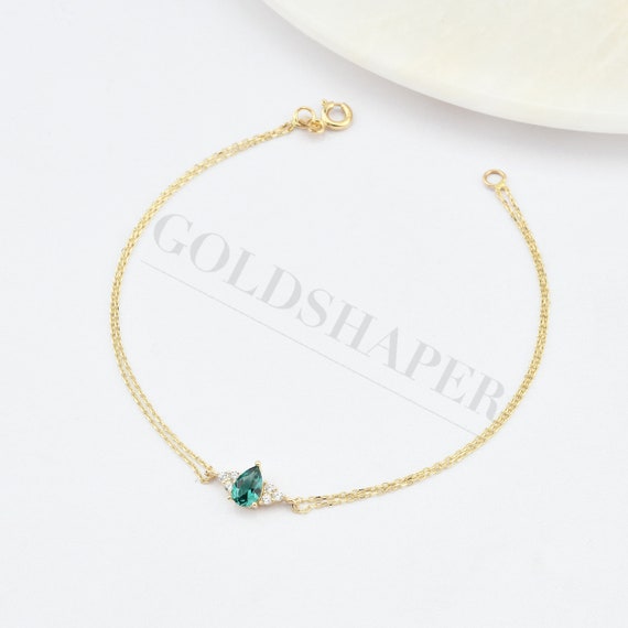 14K Gold Emerald Bracelet, 14K Gold Emerald Bracelet, Emerald Bracelet, May Birthstone, 14K Gold Bracelet, May Birthstone Ring.
