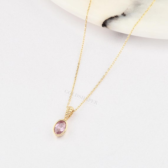 Morganite Necklace, 14K Gold Morganite Necklace, Morganite Stone Necklace, June Birthstone, Gemstone Necklace, Gold Birthstone.