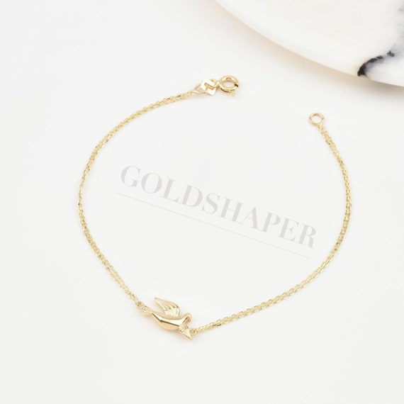 Bird Gold Bracelet, 14K Gold Bird Bracelet, Bird Bracelet, Seagull Bracelet, Seagull Gold Bracelet, Bird Anklet , 14K Gold Bracelet.