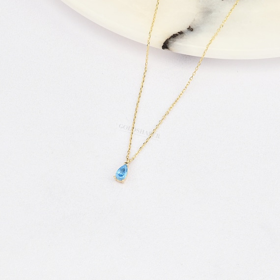 Aquamarine Necklace, 14K Gold Aquamarine Necklace, Aquamarine Stone Necklace, March Birthstone, Gemstone Necklace, March Birthstone Necklace