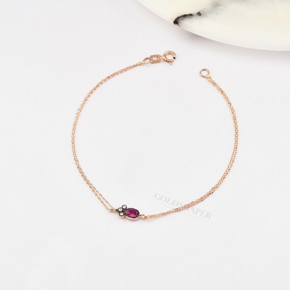 Ruby Bracelet, 14K Gold Ruby Bracelet, Ruby Bracelet, July  Birthstone, Ruby Gemstone Bracelet, 14K Gold Bracelet, July Birthstone Ring.