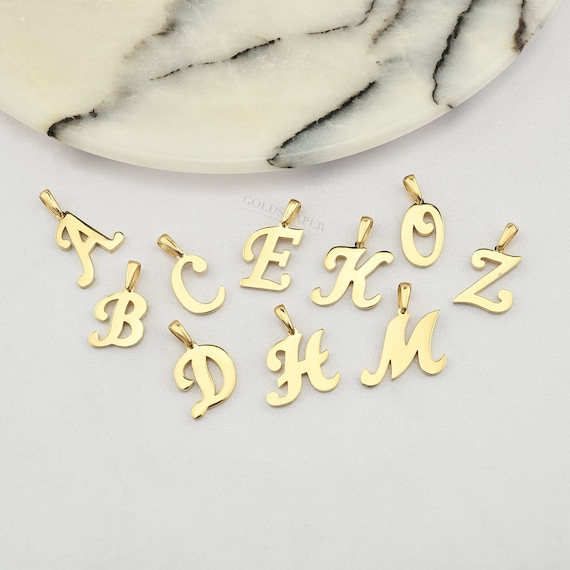 14K Gold Letter Necklace, Gold Initial Letter Necklace, Letter Necklace, 14K Gold Initial Necklace, Gold Necklace, Letter Gold Pendant.