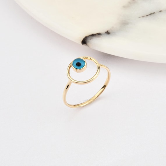Evil Eye Ring, 14K Gold Evil Eye Ring, Eye Ring, Eye Gold Ring, Handmade Ring, Nazar Ring, Evil Eye Ring, Protection Ring.