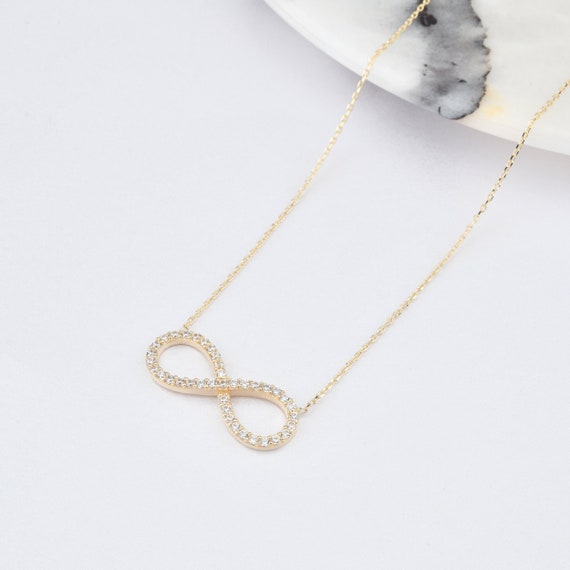 14K Gold Infinity Necklace, Gold Infinity Necklace, Infinity Charm Necklace, Timeless Necklace, 14K Gold Necklace, Love Necklace.