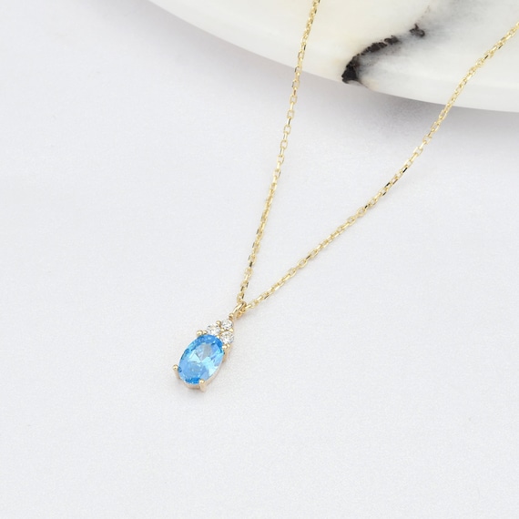 Aquamarine Necklace, 14K Gold Aquamarine Necklace, Aquamarine Stone Necklace, March Birthstone, Gemstone Necklace, March Birthstone Necklace
