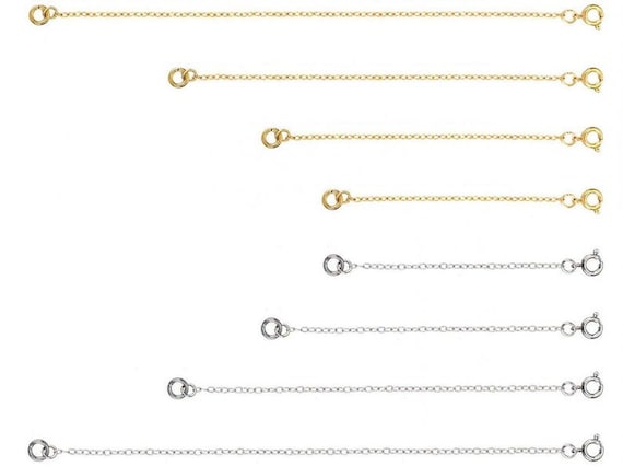 14K Solid Gold Necklace or Bracelet Extender, Removable 14K Gold Extension Chain, Adjustable length 1'' To 6'' inch Gold Extender
