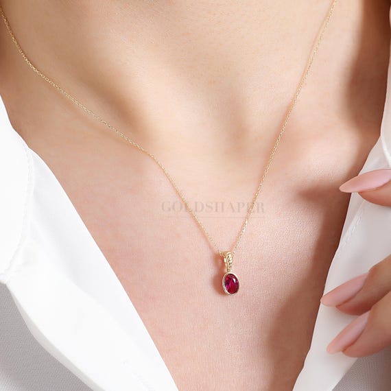 14K ゴールド ルビー ネックレス、14K ゴールド ルビー ネックレス 