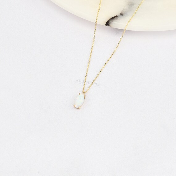 White Opal Necklace, 14K Gold Opal Necklace, Opal Stone Necklace, Opal Necklace, White Opal Necklace, October Birthstone, Gold Birthstone.