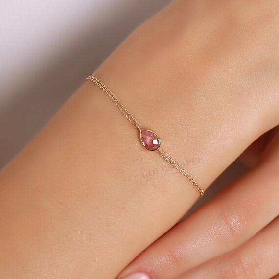 14K Gold Morganite Bracelet, Gold Morganite Bracelet, Morganite Bracelet, June Birthstone, Gemstone Bracelet, 14K Gold Bracelet.