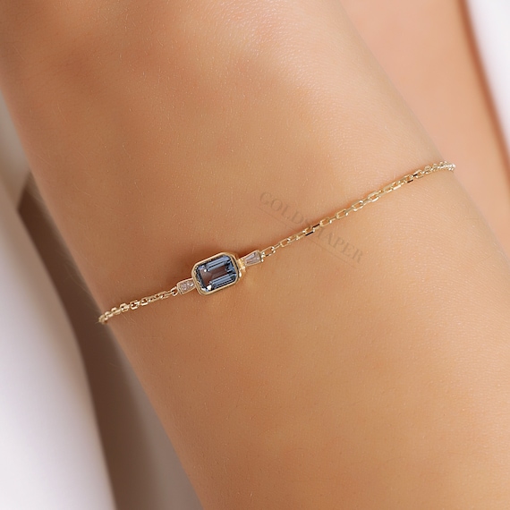 Sapphire Bracelet, 14K Gold Sapphire Bracelet, Sapphire Bracelet, September Birthstone, Sapphire Gemstone Bracelet, 14K Gold Bracelet.