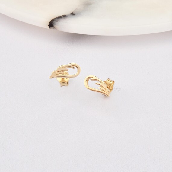 Angel Wing Earrings, 14K Gold Angel Earrings, Tiny Angel Wing Stud Earrings, Angel Earrings, Wing Earrings, Wing Gold Earrings, 14K Earrings
