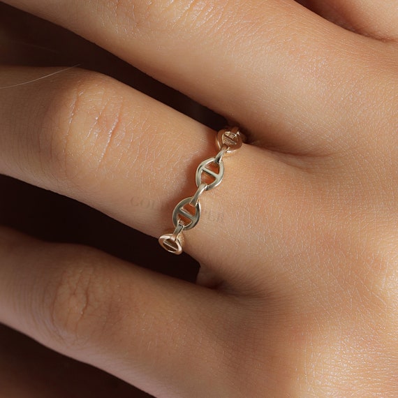 14K Chain Ring, 14K Gold Chain Ring, Mariner Chain Ring, Mariner Gold Ring, Chain Ring, Mariner Style Ring, Mariner Ring, 14K Gold Ring.
