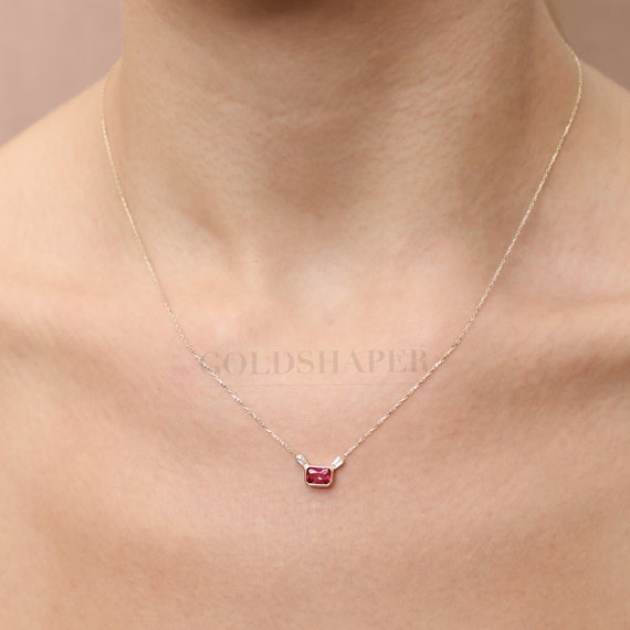 14K Gold Ruby Necklace, 14K Gold Ruby Necklace, Ruby Stone Necklace, July Birthstone, Gemstone Necklace, July Birthstone Necklace