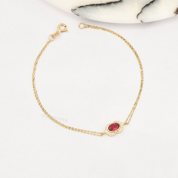 Ruby Bracelet, 14K Gold Ruby Bracelet, Ruby Bracelet, July  Birthstone, Ruby Gemstone Bracelet, 14K Gold Bracelet, July Birthstone Ring.