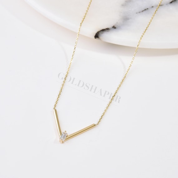 Chevron Gold Necklace, 14K Gold Chevron Necklace, V Necklace, Chevron Charm Necklace, Timeless Necklace, 14K Gold Necklace, Love Necklace.