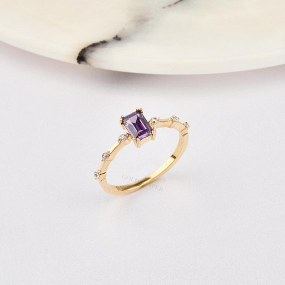 Amethyst Ring, 14K Gold Amethyst Ring, Amethyst Gemstone Ring, Gold Amethyst Ring, Amethyst Ring, February Birthstone Ring, 14K Gold Ring.