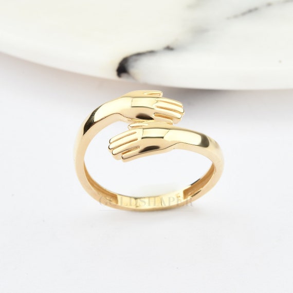 14K Gold Hug Ring, Hug Ring, Promise Ring, Love Gold Ring, Handmade Ring, Lover Ring, Lover Gold Gift, Girlfriend Gift Ring.