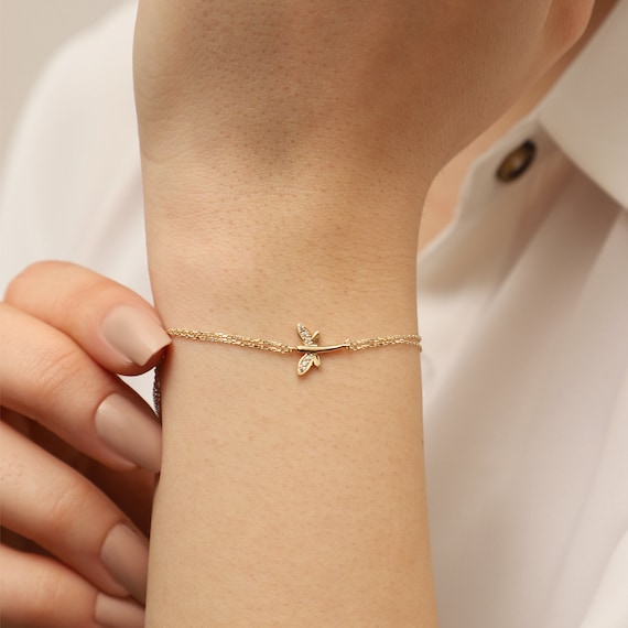 14K Gold Dragonfly Bracelet, Dragonfly Bracelet, Ladybug Bracelet, Ladybird Bracelet, Gold Animal Charm Bracelet, 14K Gold Bracelet.
