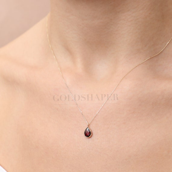 14K Gold Ruby Necklace, 14K Gold Ruby Necklace, Ruby Stone Necklace, July Birthstone, Gemstone Necklace, July Birthstone Necklace