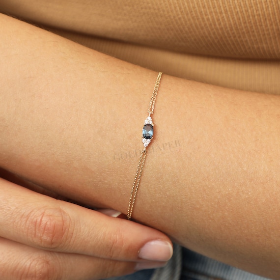 Sapphire Bracelet, 14K Gold Sapphire Bracelet, Sapphire Bracelet, September Birthstone, Sapphire Gemstone Bracelet, 14K Gold Bracelet.