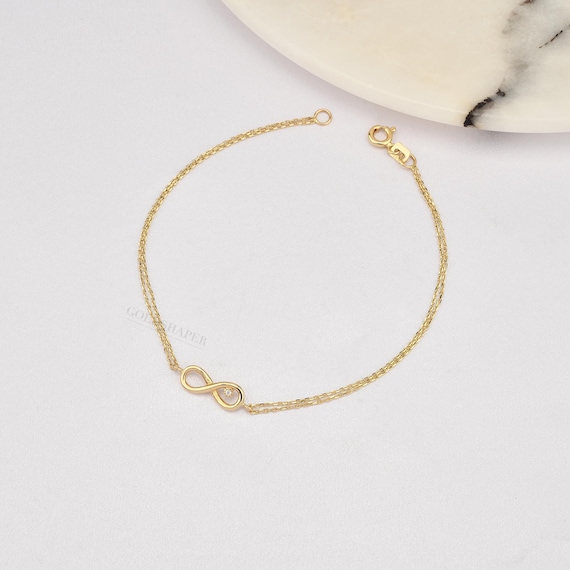Infinity Bracelet, 14K Gold Infinity Bracelet, Infinity Charm Bracelet, Gold Infinity Bracelet, Gold Love Charm Bracelet, 14K Gold Bracelet.