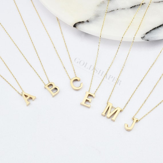 Gold Letter Necklace, 14K Gold Initial Letter Necklace, Letter Necklace, Gold Letter Necklace, Gold Necklace, Letter Gold Pendant.