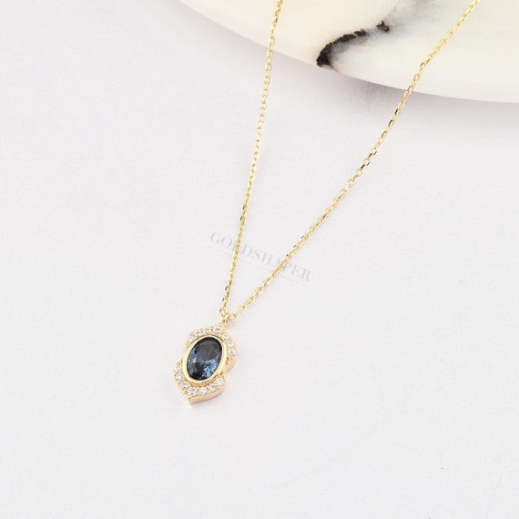 14K Gold Sapphire Necklace, Gold Sapphire Necklace, Sapphire Stone Necklace, September Birthstone, Gemstone Necklace, Gold Birthstone.