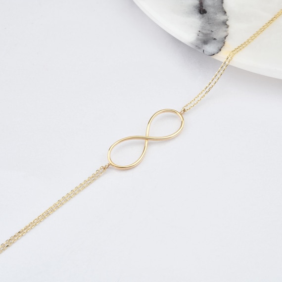 14K Gold Infinity Bracelet, Infinity Bracelet, Infinity Charm Bracelet, Gold Infinity Bracelet, Gold Love Charm Bracelet, 14K Gold Bracelet.