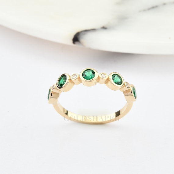 14K Gold Emerald Stone Ring, Emerald Gold Ring, Emerald oval Shape Ring, Gold Emerald Ring, Gemstone Ring, May Birthstone Ring.