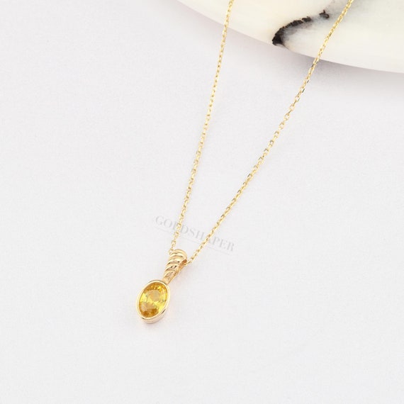 14K Gold Citrine Necklace, Gold Citrine Necklace, Citrine Stone Necklace, November Birthstone, Gemstone Necklace, Birthstone Necklace.