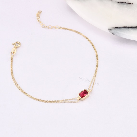 Ruby Bracelet, 14K Gold Ruby Bracelet, Ruby Bracelet, July  Birthstone, Ruby Gemstone Bracelet, 14K Gold Bracelet, July Birthstone Ring.