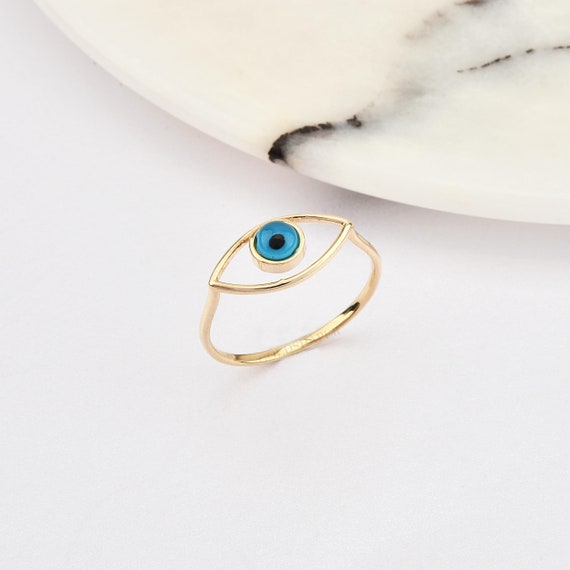 Evil Eye Ring, 14K Gold Evil Eye Ring, Eye Ring, Eye Gold Ring, Handmade Ring, Nazar Ring, Evil Eye Ring, Protection Ring.