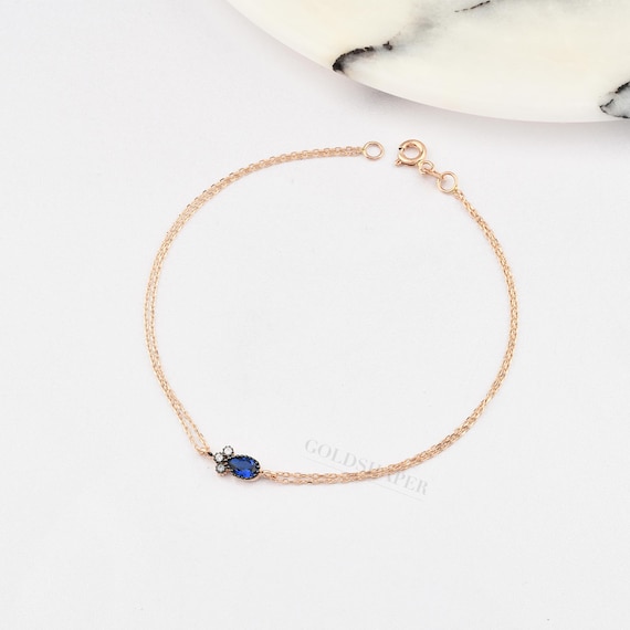 Sapphire Bracelet, 14K Gold Sapphire Bracelet, Sapphire Bracelet, September Birthstone, Sapphire Gemstone Bracelet, 14K Gold Bracelet.