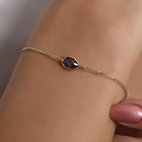 Amethyst Bracelet, 14K Gold Amethyst Bracelet, Amethyst Bracelet, February Birthstone, Amethyst Gemstone Bracelet, 14K Gold Bracelet.