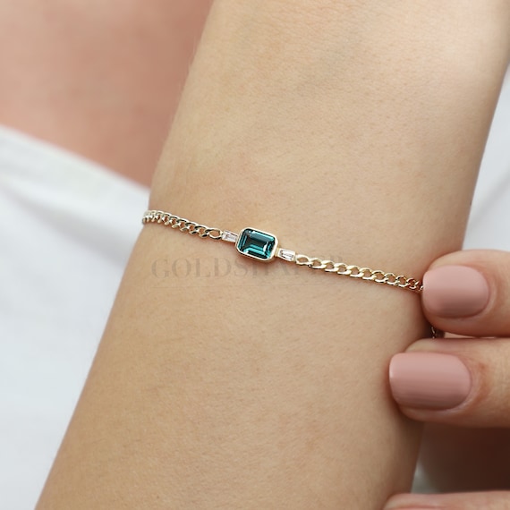 14K Gold Emerald Bracelet, 14K Gold Emerald Bracelet, Emerald Bracelet, May Birthstone, 14K Gold Bracelet, May Birthstone Ring.