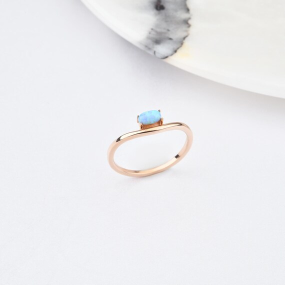 Blue Opal Ring, 14K Gold Opal Ring, Blue Opal Ring, Gold Opal Ring, Gemstone Ring, October Birthstone Ring, 14K Gold Ring.