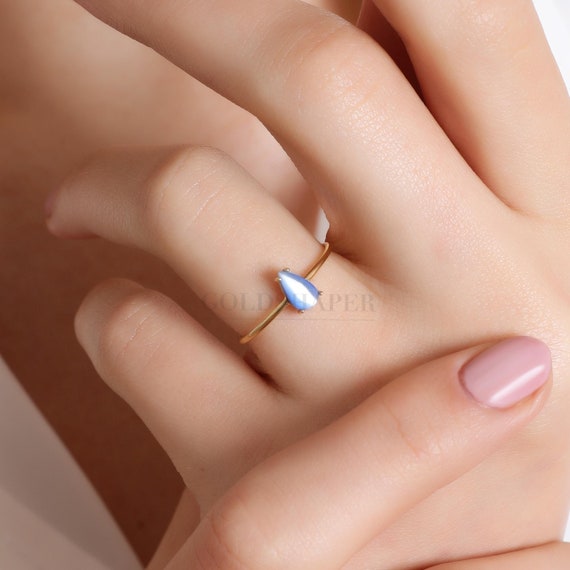 14K Gold Blue Opal Ring, Opal Gold Ring, Blue Opal Ring, Gold Opal Ring, Gemstone Ring, October Birthstone Ring, 14K Gold Ring.