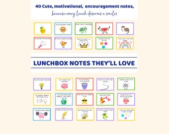 40 Printable Lunchbox Notes for Kids | Cute, Funny, Encouraging Notes | Positive School Lunch Messages | Instant Download | PDF