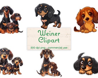 Dog Clipart Bundle, Wiener Dog Png, Miniature Dachshund Woodland Animals Clipart, Instant Download for Commercial Use