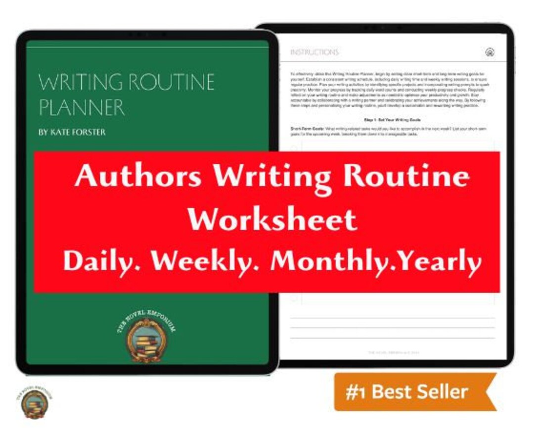 Writing Routine Planner Worksheets for Writers, Authors, Students ...